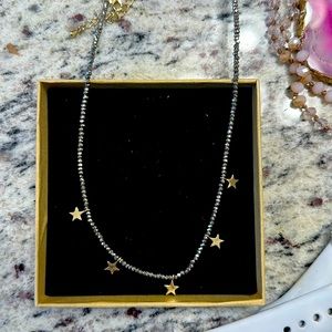 Black beaded star necklace